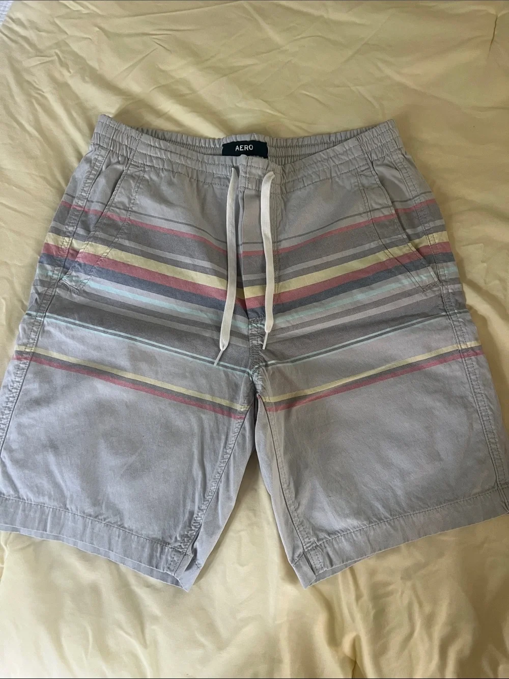 Aero Gray Stripe Men’s Drawstring Shorts